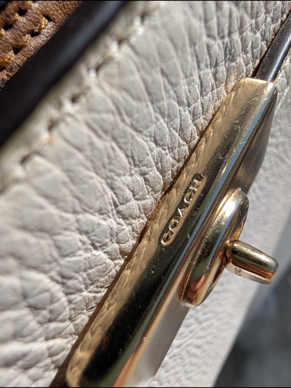 Coach Mini Lane Cream Brown Gold Top-Handle Crossbody Bag Leather - Picture 4 of 9